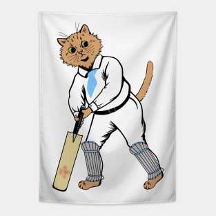 Cricket Batsman Cat Tapestry