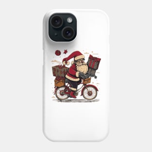 Santa Claus riding a bike with gifts Phone Case