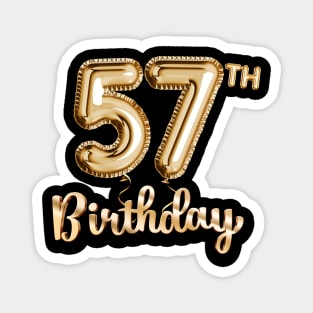 57th Birthday Gifts - Party Balloons Gold Magnet