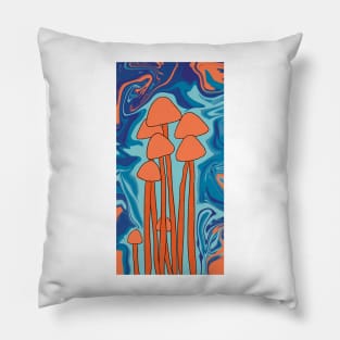 Groovy Orange Mushroom Family Pillow