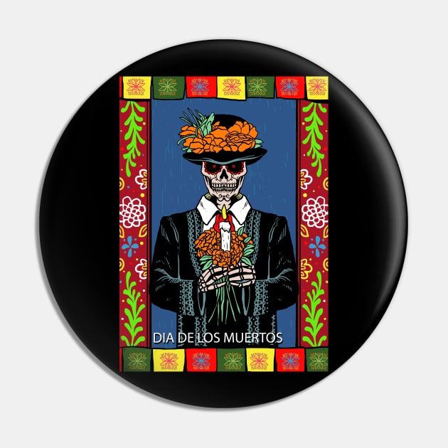 Dia De Los Muertos Pin by MCAL Tees