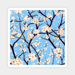 Blue Cherry Blossom Sakura Seamless Design Magnet