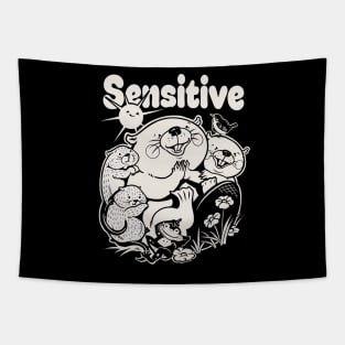 Sensitive - black/off white Tapestry