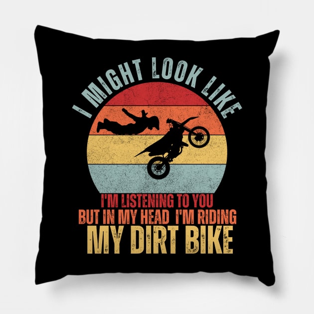 cool retro sunset dirt bike Offroad motocross lovers Pillow by mourad300