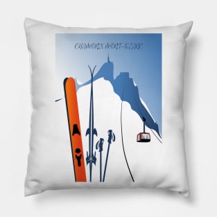 Chamonix Aiguille du Midi skis leewarddesign Pillow