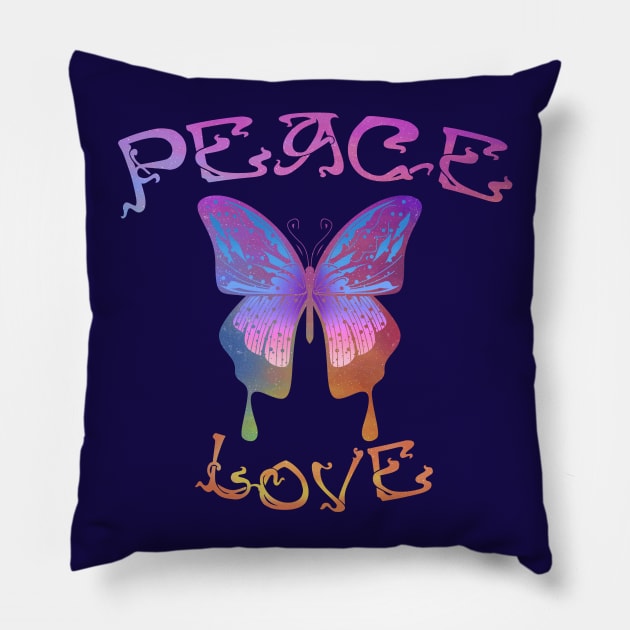 Peace And Love Psychedelic Star Butterfly Pillow by LittleBunnySunshine