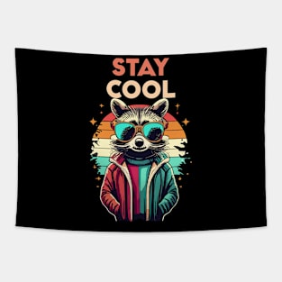 Stay Cool Funny Hip Raccoon With Sunglasses Retro Design Tapestry