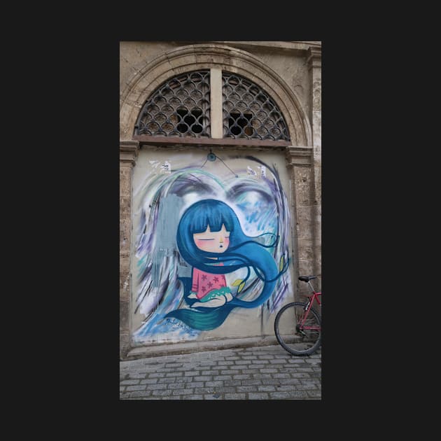 Blue haired graffiti girl by Stephfuccio.com