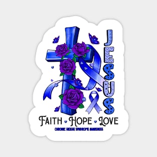 Chronic Fatigue Syndrome Awareness - Jesus Cross ribbon Faith Magnet