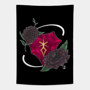 Dark Knight from FF14 Job Crystal with Flowers T-Shirt Tapestry