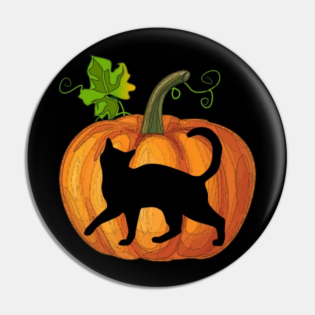 Cat in pumpkin Pin by Flavie Kertzmann