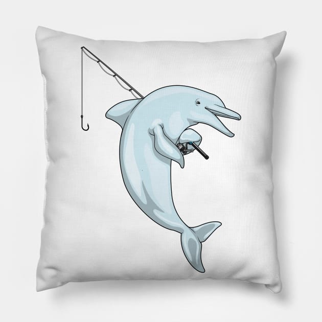 Dolphin Fisher Fishing rod Pillow by Markus Schnabel