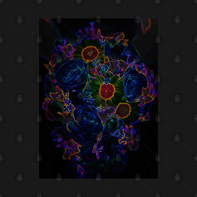 Black Panther Art - Flower Bouquet with Glowing Edges 1 by The Black Panther