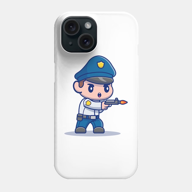 Cute Policeman Shooting With Gun Phone Case by Catalyst Labs