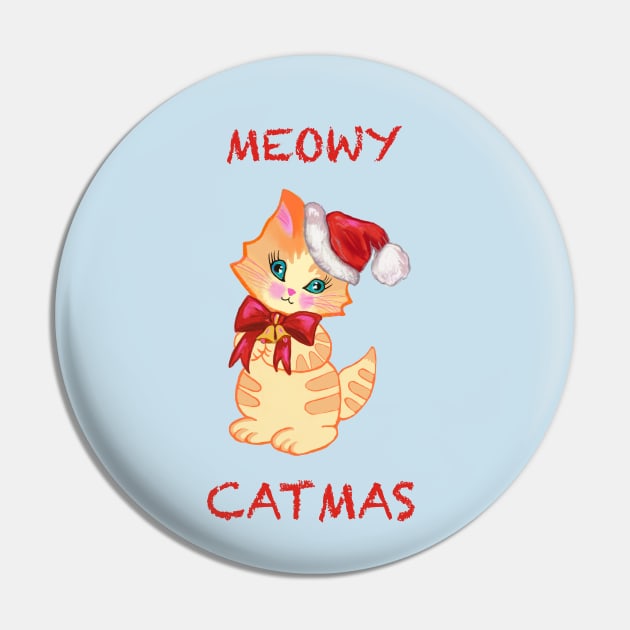 Cute orange stripped tabby kitty Kawaii Meowy christmas wearing a Santa hat. Pin by Peaceful Pigments