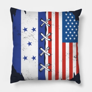 Proud Honduran American Heritage // Honduras & USA Flags Pillow