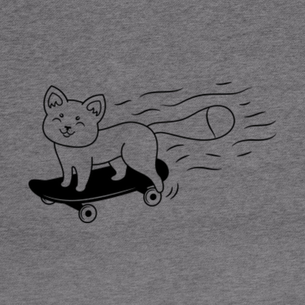 Cute Cat On Skateboard Drawing Sketch Geeky Style Cat Skateboard