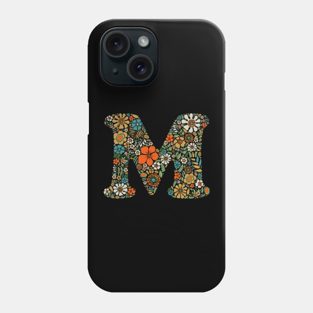 Hippie Floral Letter M Phone Case by zeljkica