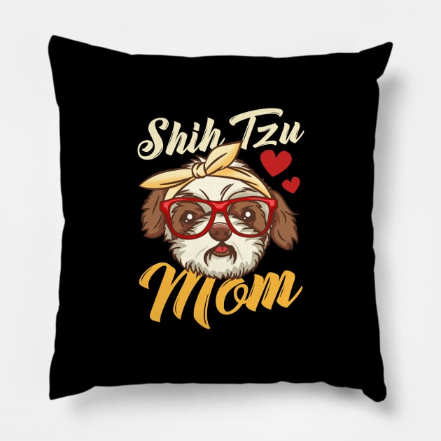 Shih Tzu Mom print for Women Dog Lover Gift Pillow by biNutz