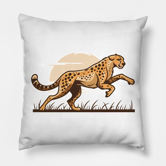 Hunter's Dusk, Cheetah Pillow by SimpliPrinter