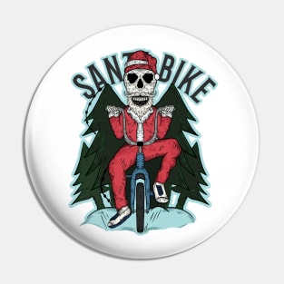 Santa cycling Pin