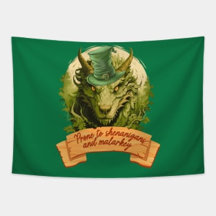 prone to shenanigans and malarkey, green dragon Tapestry