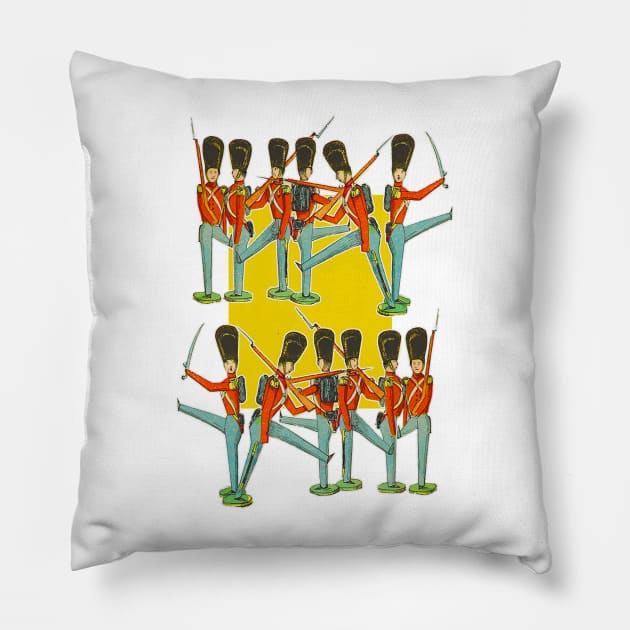 Toy small lead soldiers in vintage uniforms Pillow by Marccelus