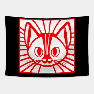 Red cat illustrated Tapestry