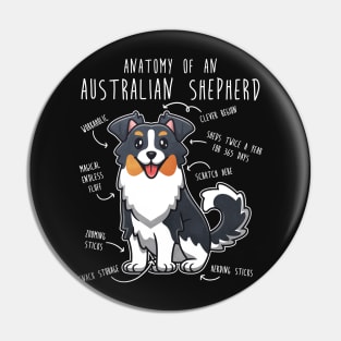 Australian Shepherd Anatomy Tri Color Pin