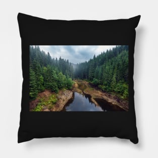 Lake Oasa at sunset in Romania Pillow