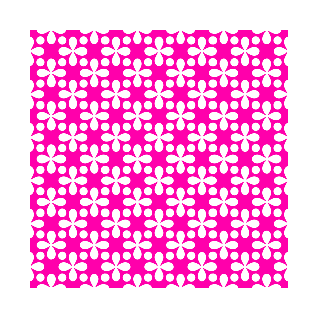 White Clovers and Dots Pattern on Pink Background by Makanahele