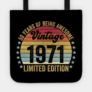 50th Birthday, 50 Year Old Gifts Vintage 1971 Limited Edition Tote