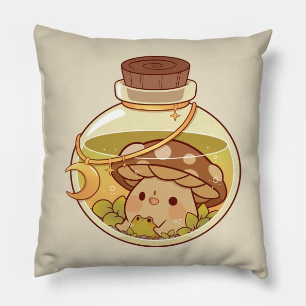 Mushroom and frog potion Pillow by Rihnlin