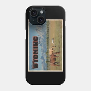 Greetings from Wyoming - Vintage Travel Postcard Design Phone Case