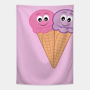 Strawberry & Black Raspberry Ice Cream Heart Tapestry