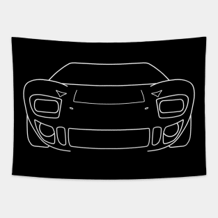 1960s Ford GT40 classic car white outline graphic Tapestry