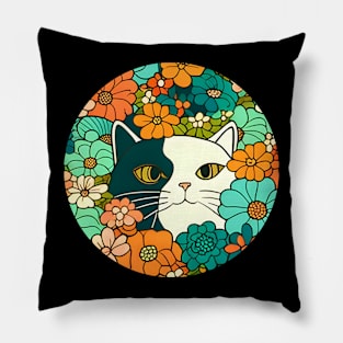 Cute Kitty Cat Flower - Cat Filled With Flowers Pillow