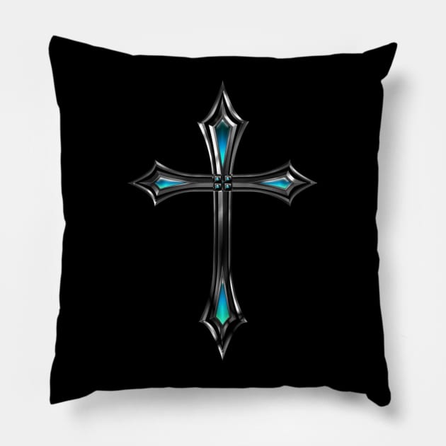 Silver and Blue Cross Clothing (any colour) Pillow by GrimAngel98