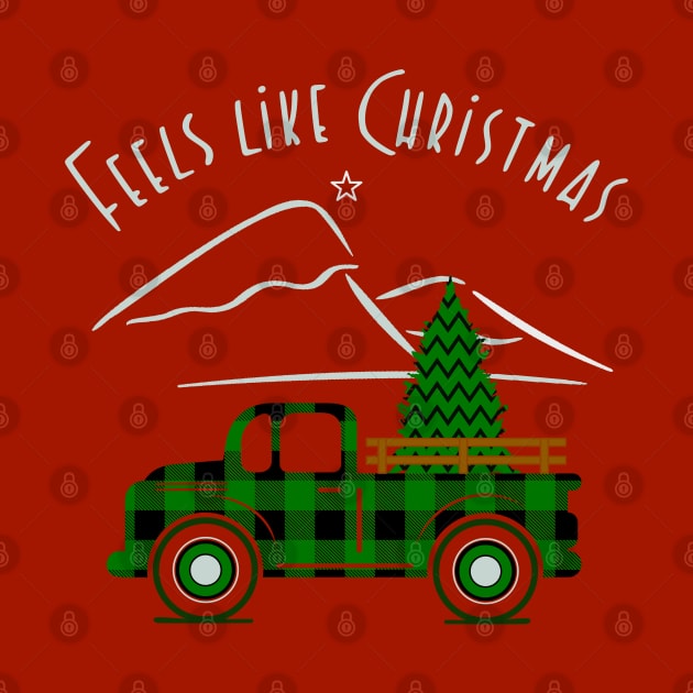 Feels Like Christmas, Green Plaid Pickup Truck by Blended Designs