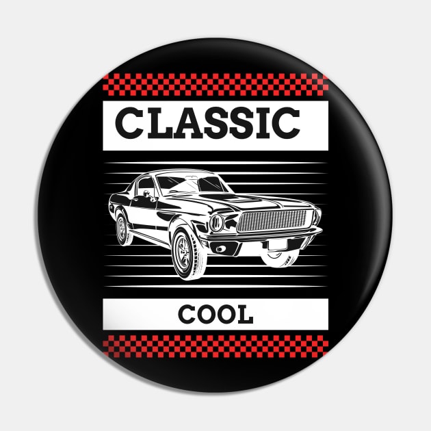 Classic Cool  Muscle Car T-shirt Pin by Joco Studio