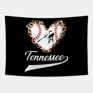 Tennessee Souvenir Baseball Leopard Heart I Love Tennessee Tapestry