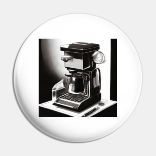Coffee Monochrome Pointillism Brunch Machine Pin