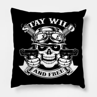 Stay Wild And Free biker tshirt Pillow