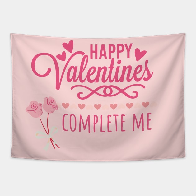 Valentine, you complete me,cute couple Tapestry by Black Cat