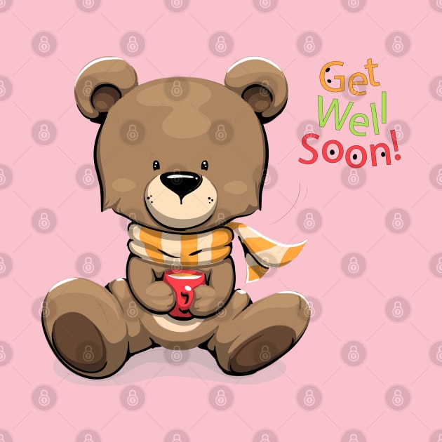 Get Well Soon Cute Bear by Mako Design 