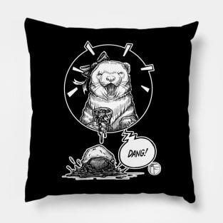 Ferret Ice Cream Cone - Dang! - White Outlined Version Pillow