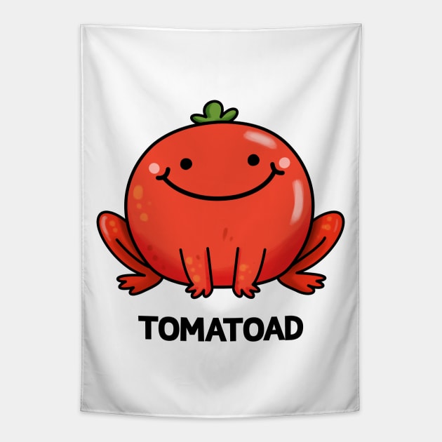 Tomatoad Cute Tomato Toad Pun Tapestry by punnybone