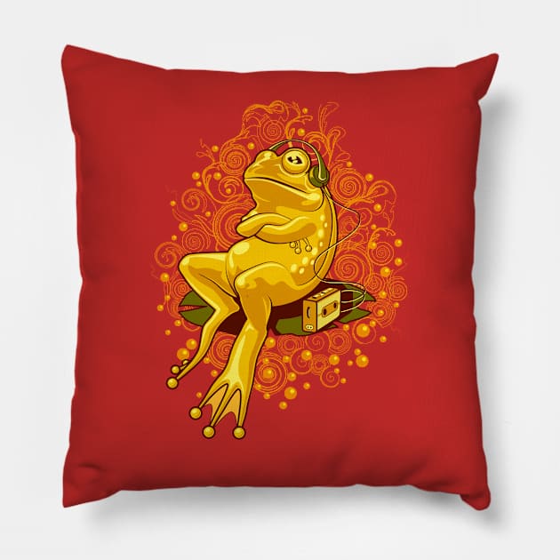 FROGGIE ON RELAX MODE Pillow by ADAMLAWLESS