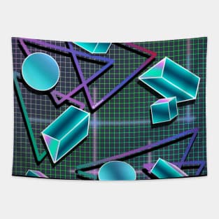 90s Trapper Binder Keeper Geometric Grid Tron Pattern 80s Retro Tapestry