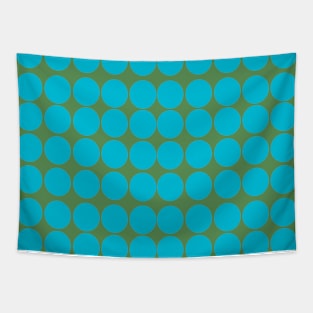 Turquoise Dots on Green Tapestry